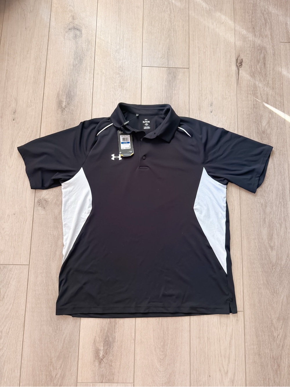 UNDER ARMOUR MEN'S TITLE POLO BLACK WHITE SIZE XL NWT